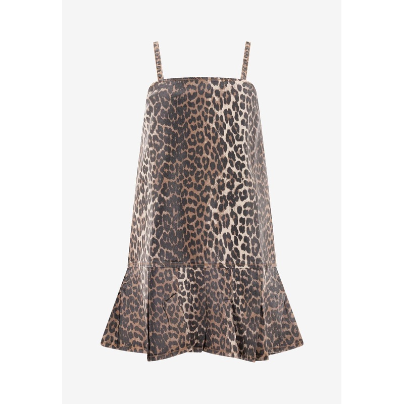 Leopard Print Denim Mini Dress