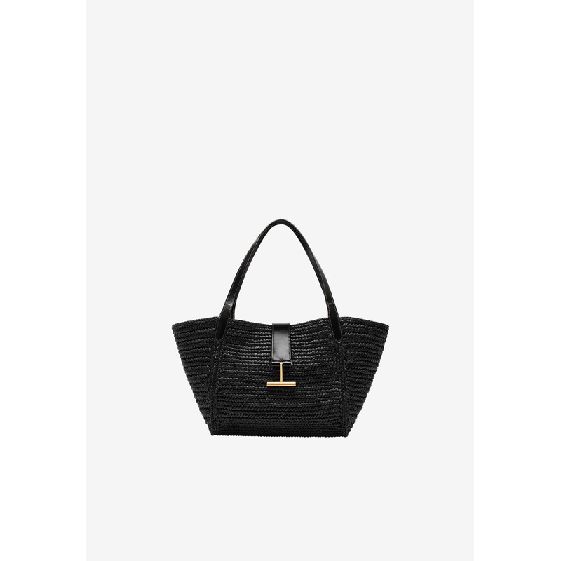 Medium Tara Raffia and Leather Tote Bag