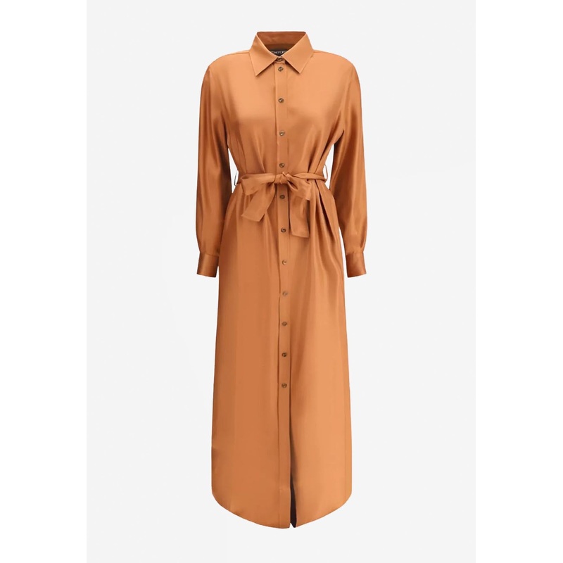 Midi Shirt Dress in Silk