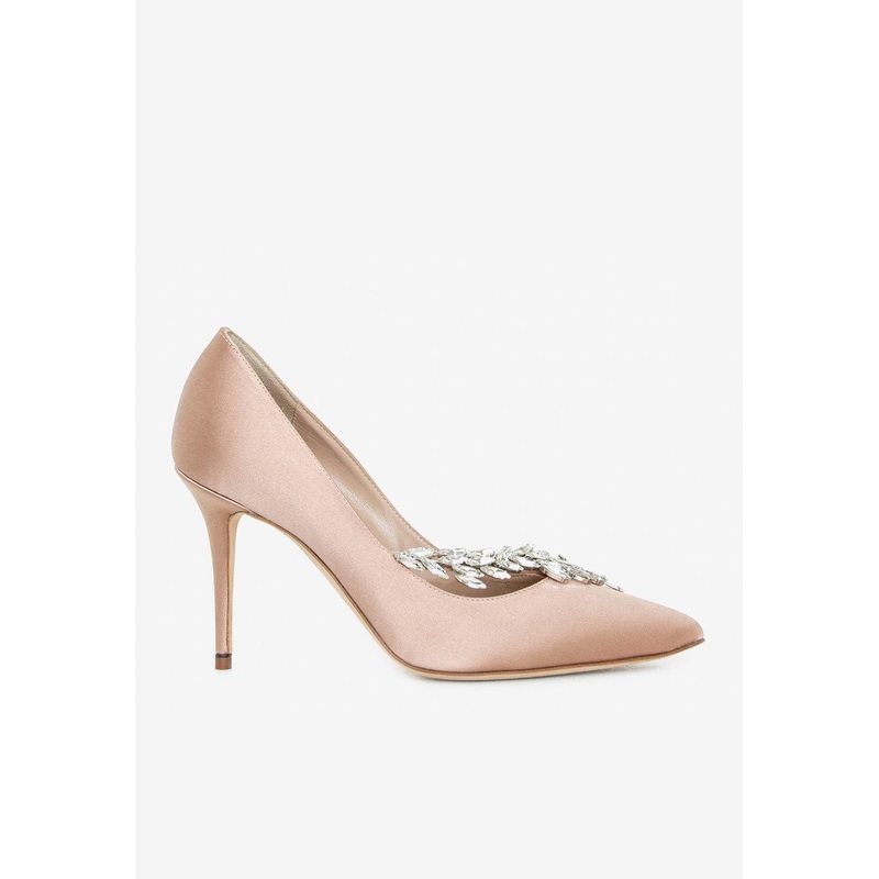Nadira 90 Crystal-Embellished Satin Pumps