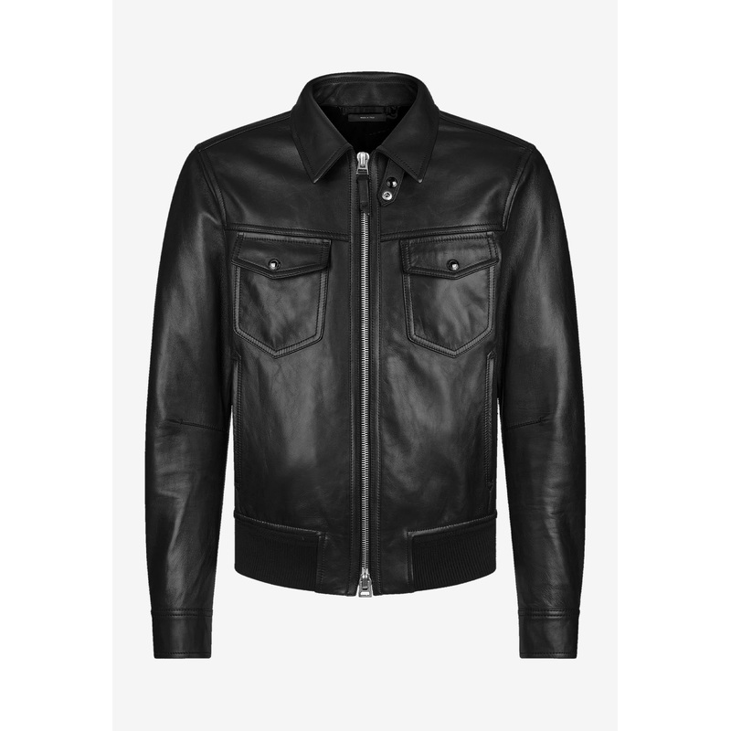 Nappa Leather Zip-Up Jacket