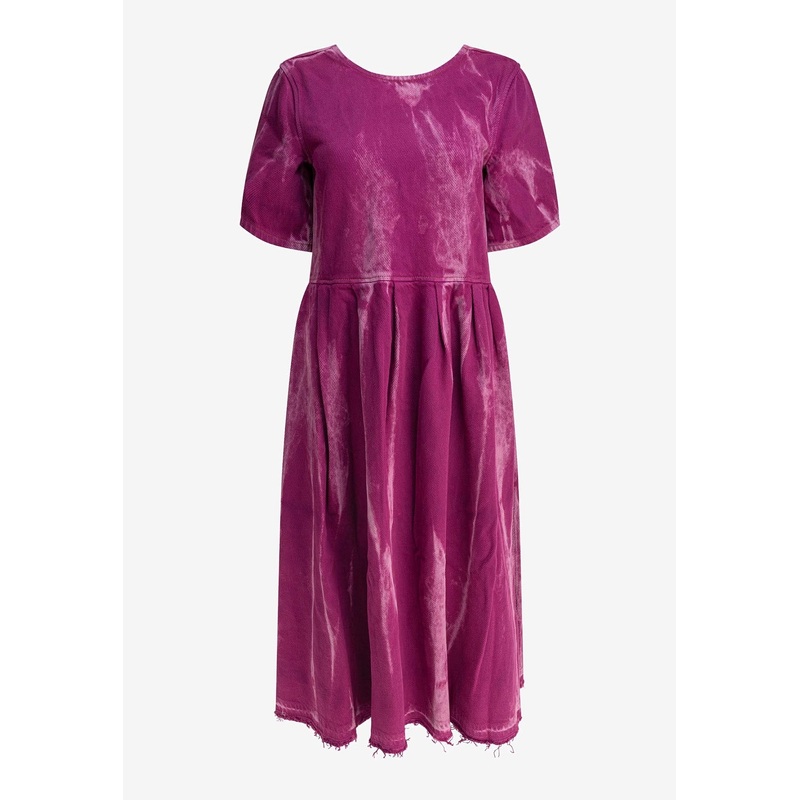 Overdyed Denim Open-Back Midi Dress