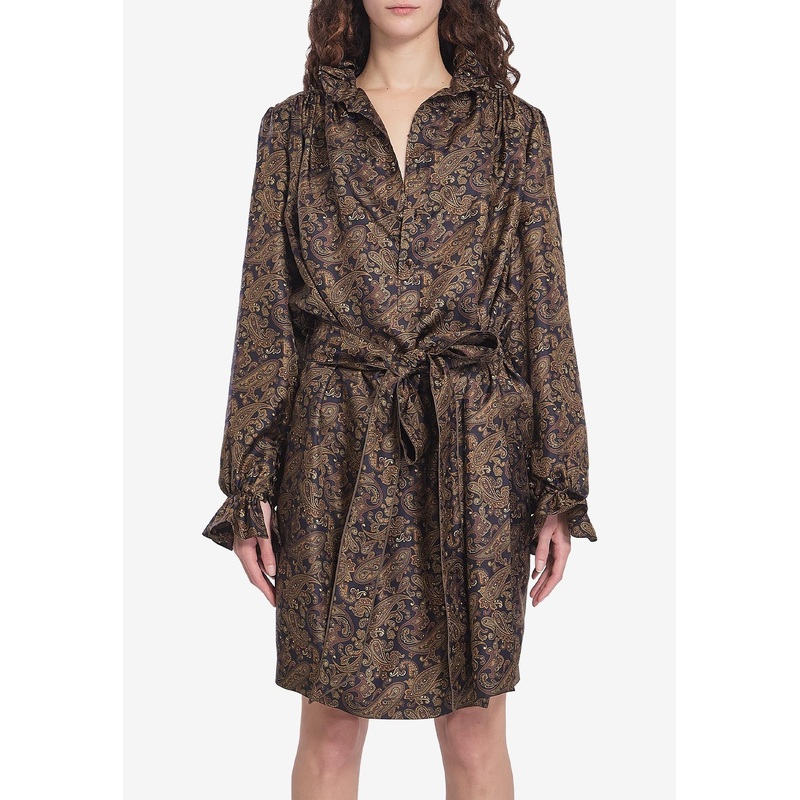 Paisley Print Belted Dress