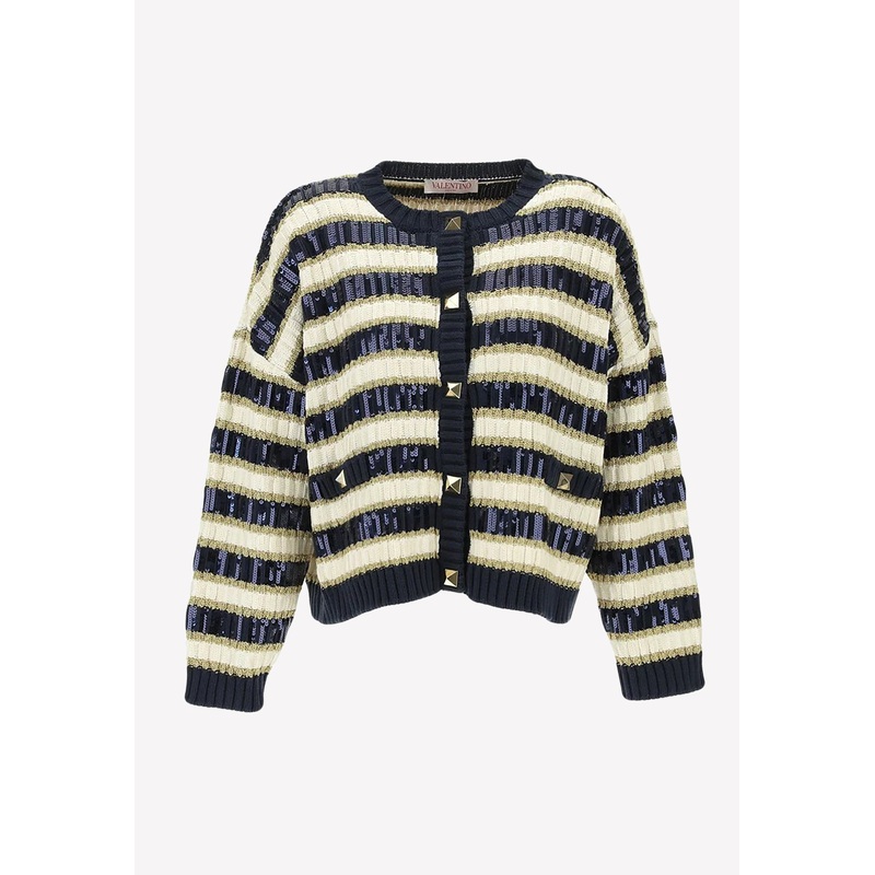 Rockstud Sequined Stripe Cardigan