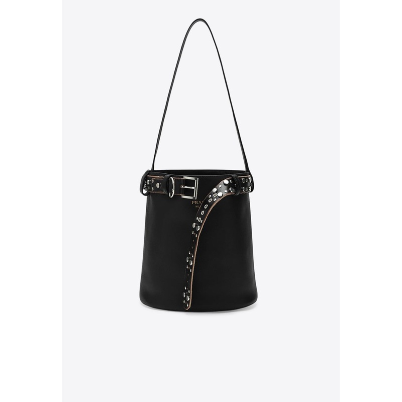 Studded Belt Leather Bucket Bag