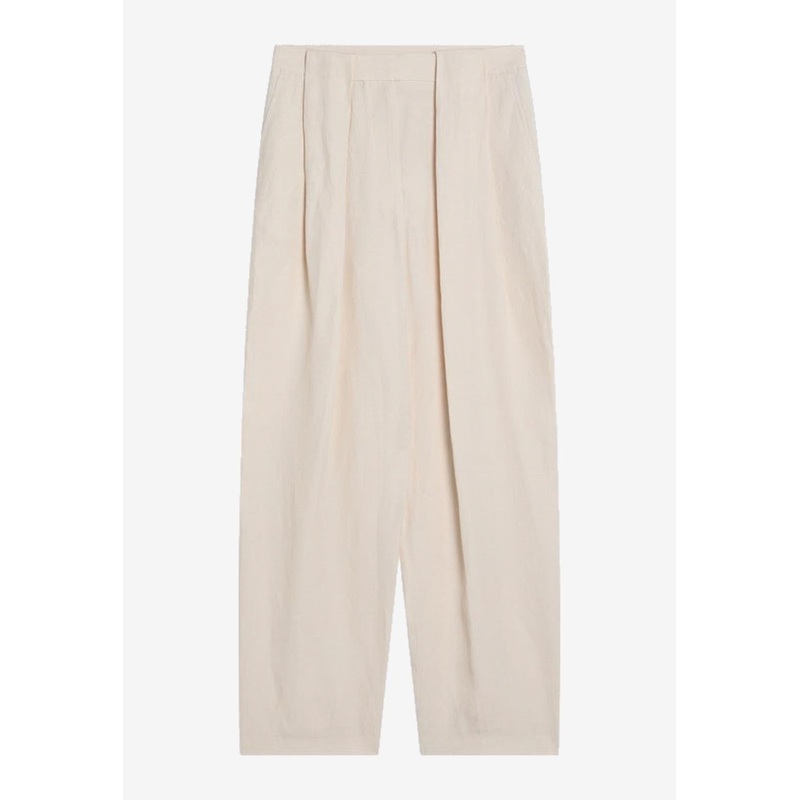 Tailored Linen-Blend Wide-Leg Pants