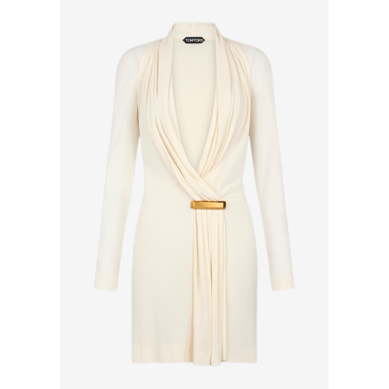 V-neck Long-Sleeved Mini Cocktail Dress