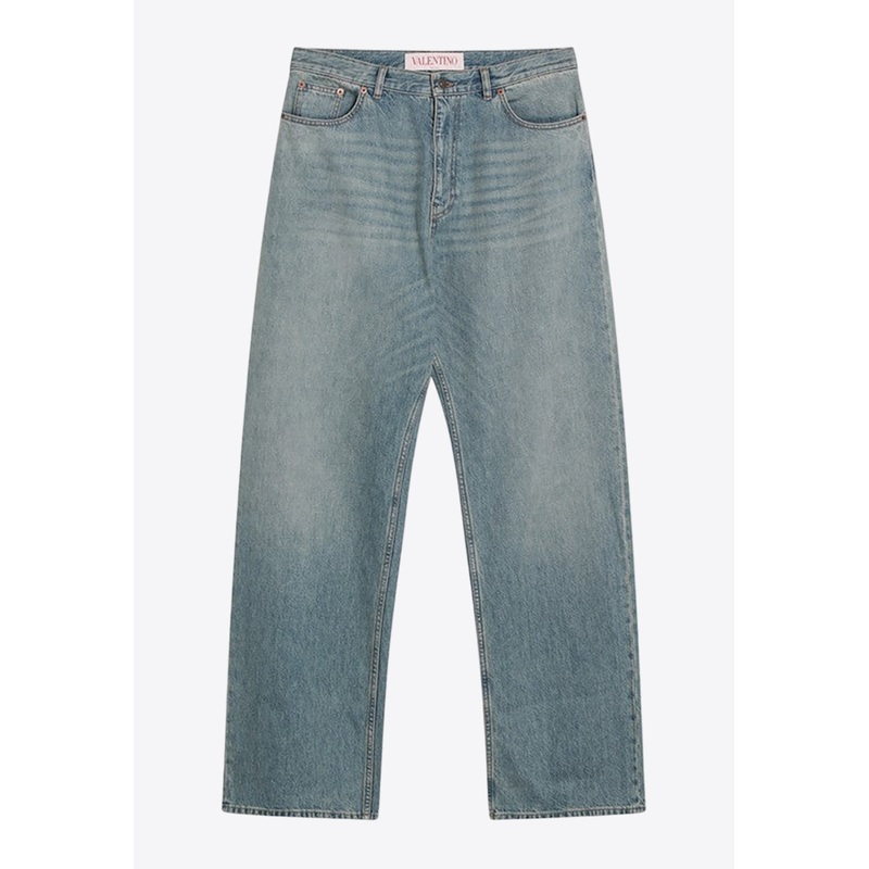 Washed Straight-Leg Pants