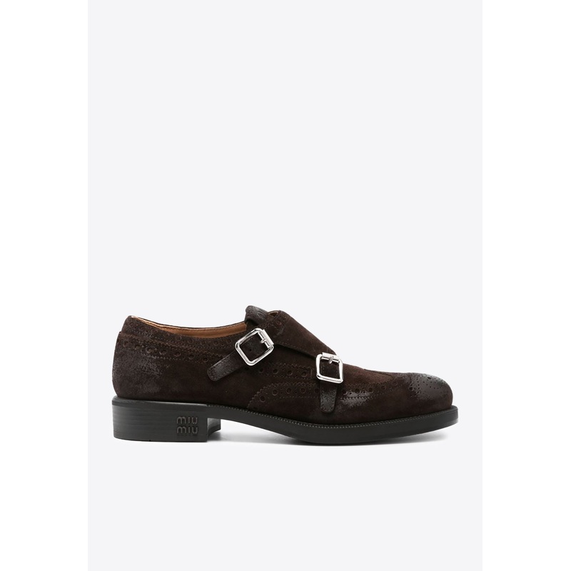 X Church's Monk Strap Suede Brogue Shoes