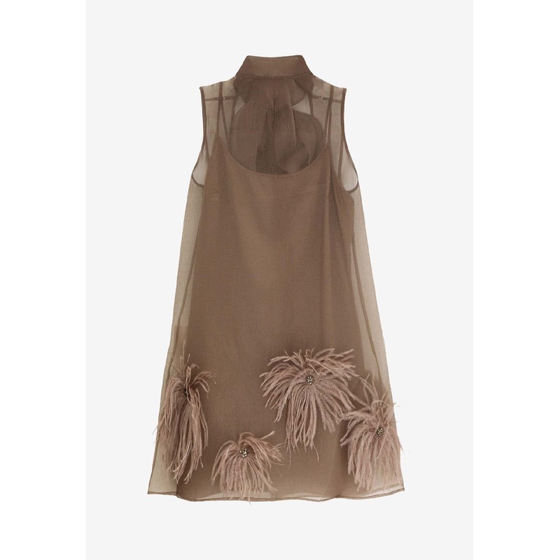 Albee Feather-Embellished Mini Dress