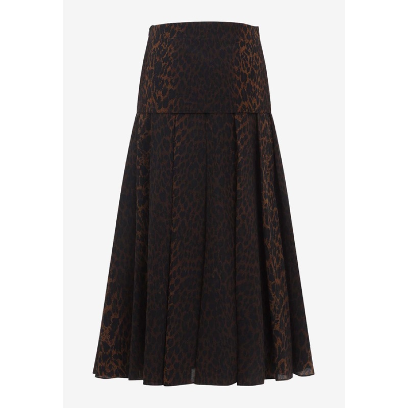Animalier-Printed Midi Skirt