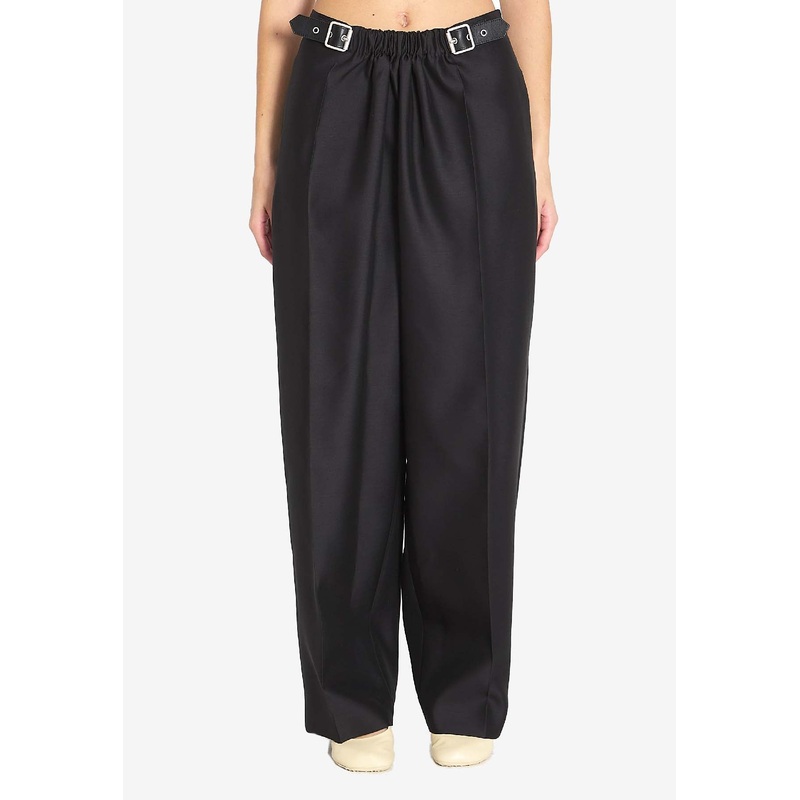 Belted Wool-Blend Pants