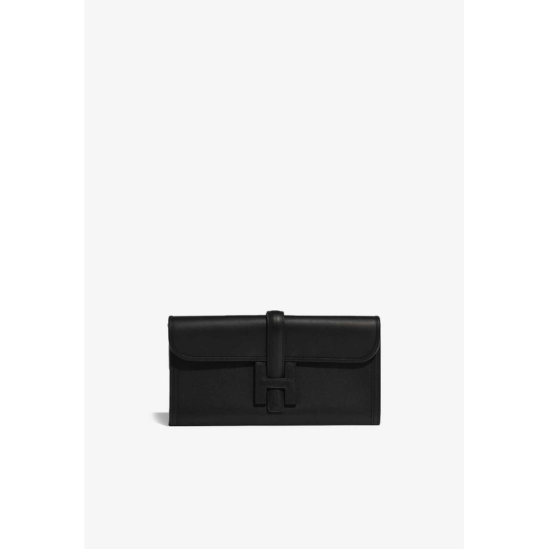Jige Elan 29 Clutch Bag in Black Swift Leather