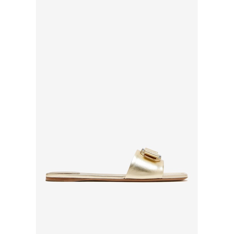 Lamya Metallic Leather Slides