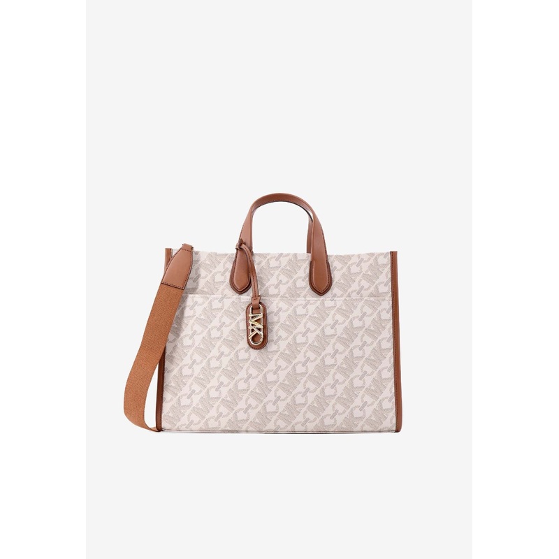 Large Gigi Empire Logo Print Canvas Tote Bag