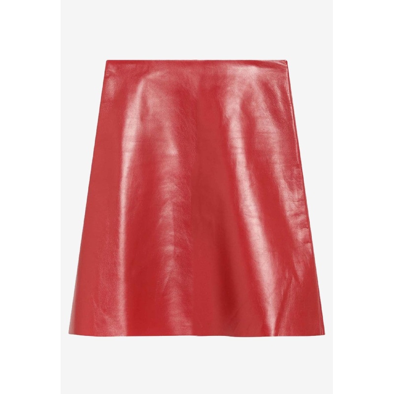 Logo Patch Mini Leather Skirt