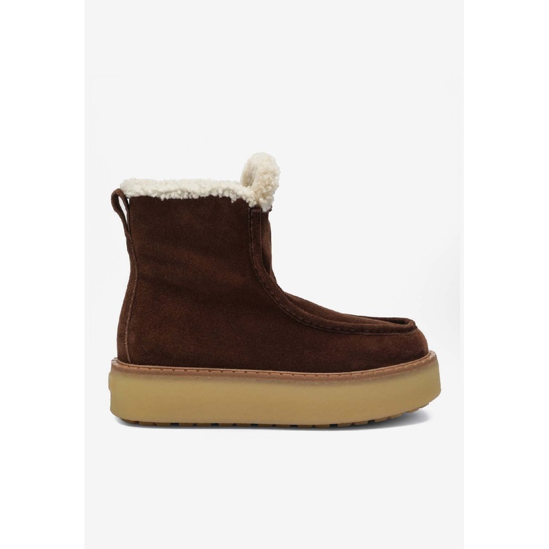 Suede Shearling Platform Boots