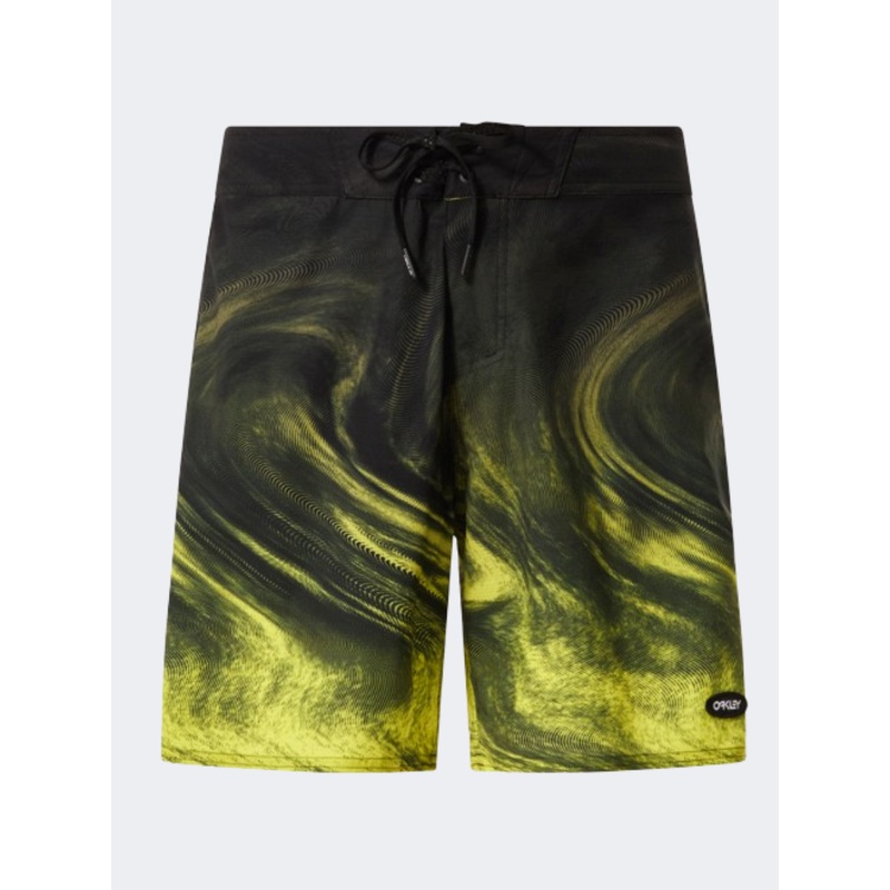 Oakley Cosmic Tides 18 Inch Men Beach Swim Short Swirl Black/Yellow