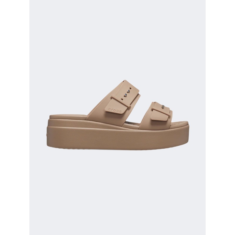 Crocs Brooklyn Buckle Low Wedge Women Lifestyle Sandals Latte