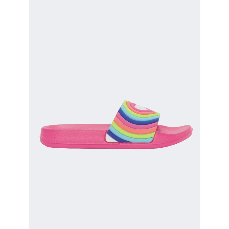 Hatley Rainbow Heart Girls Beach Slippers Pink/Multicolor