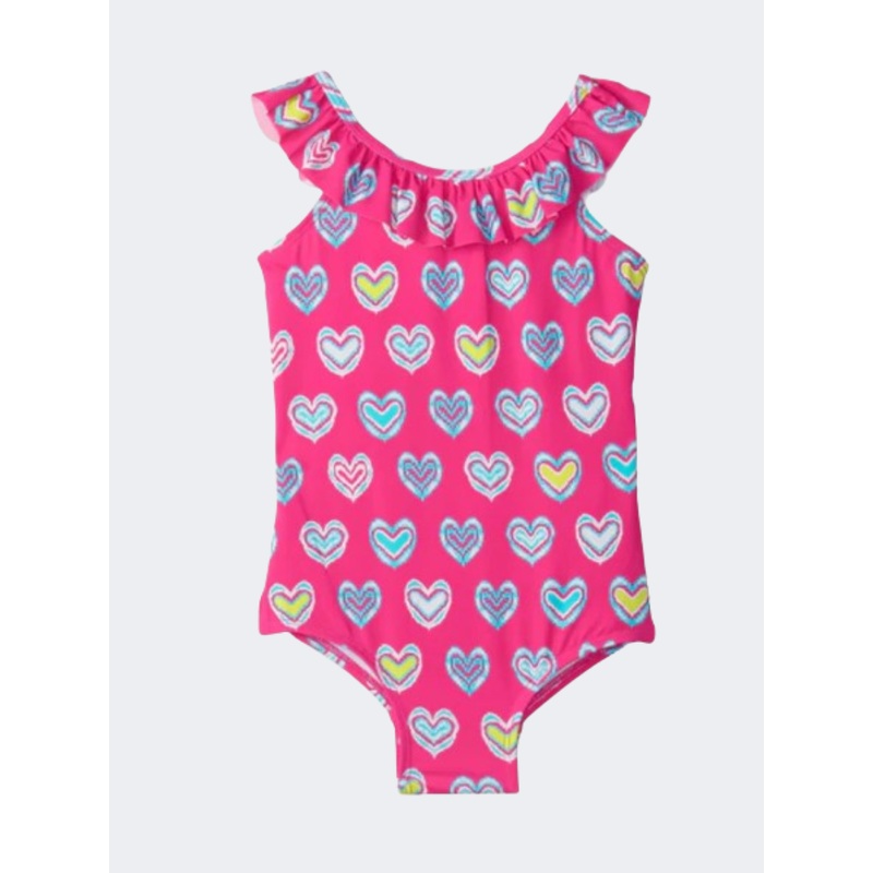 Hatley Shibor Heart Ruffle Girls Beach Monokini Pink/Multicolor