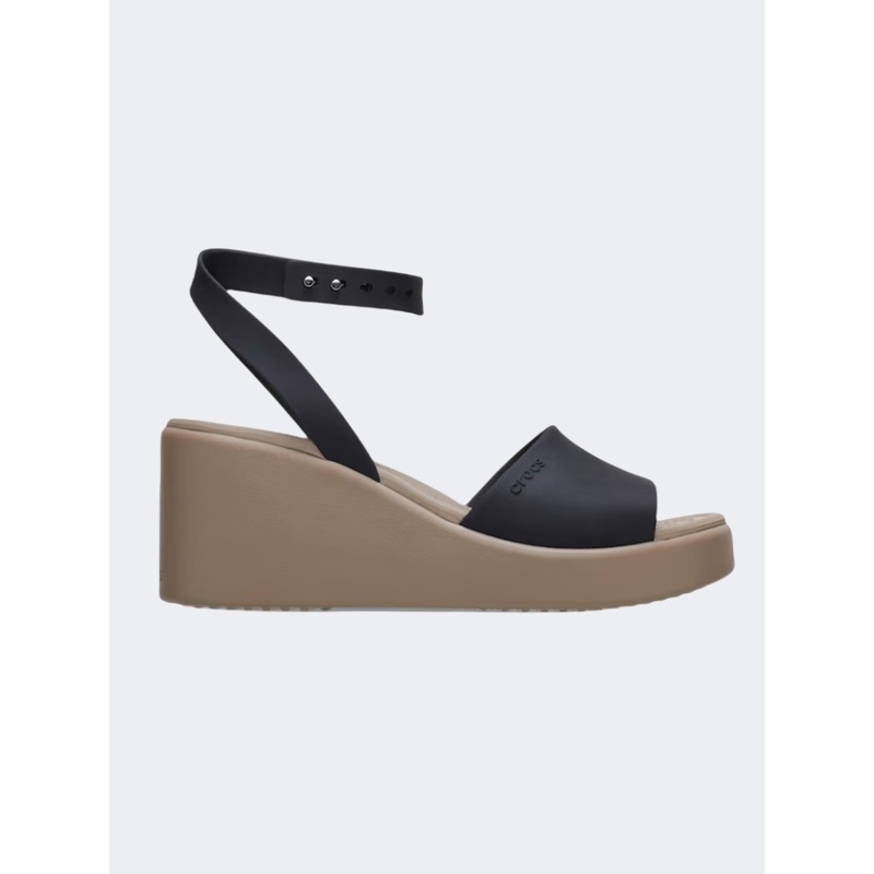 Crocs Brooklyn Ankle Strap Wedge Women Lifestyle Sandals Black/Mushroom
