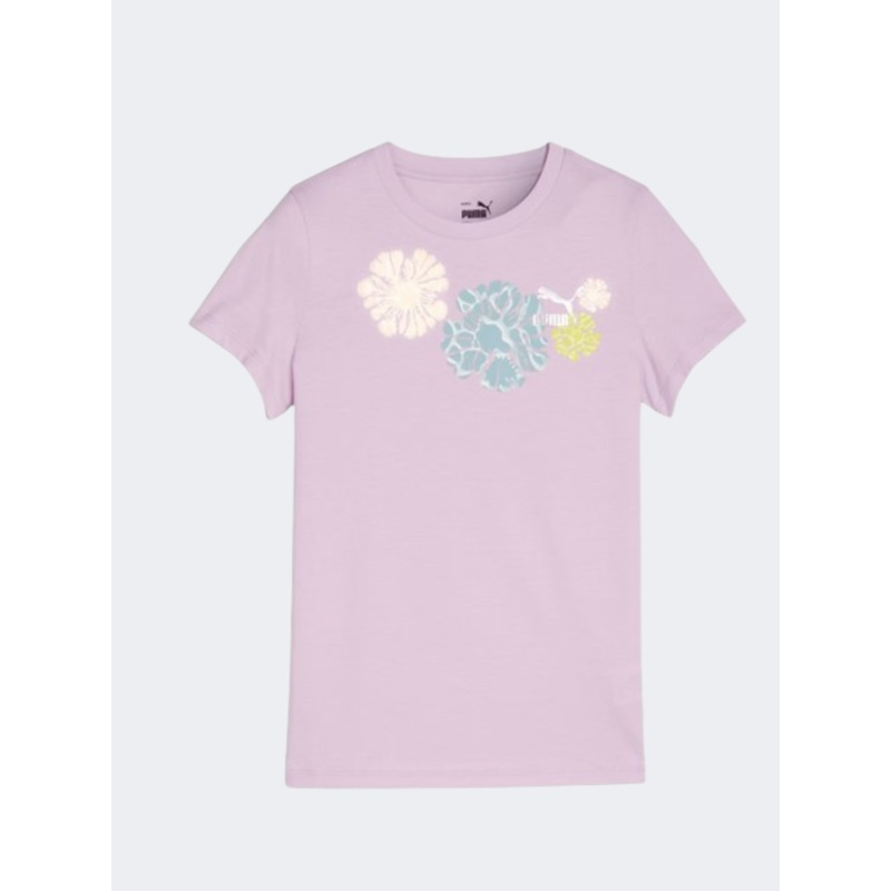 Puma Classics Sniflr Logo Girls Lifestyle T-Shirt Grape Mist