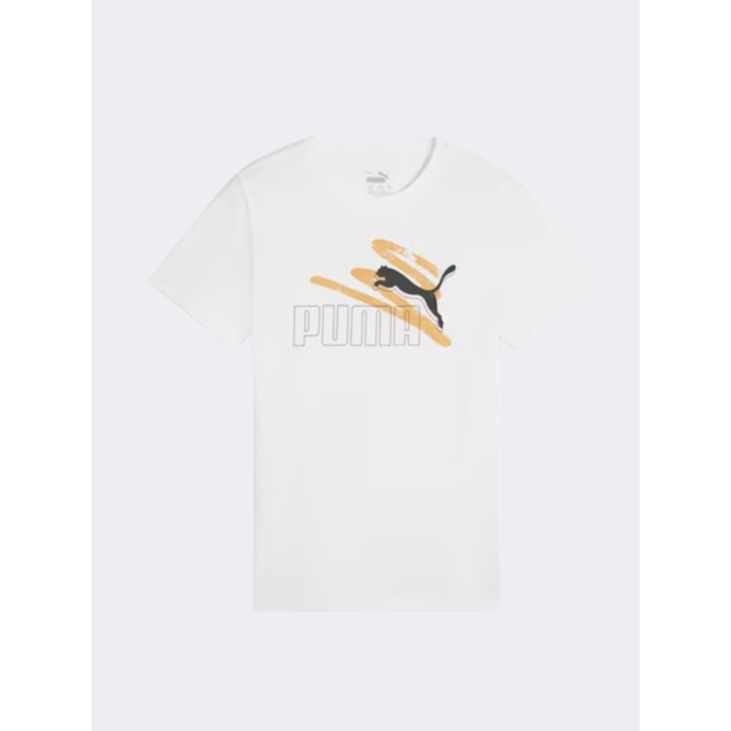 Puma Essential Plus Logo Lab Summer Boys Lifestyle T-Shirt White