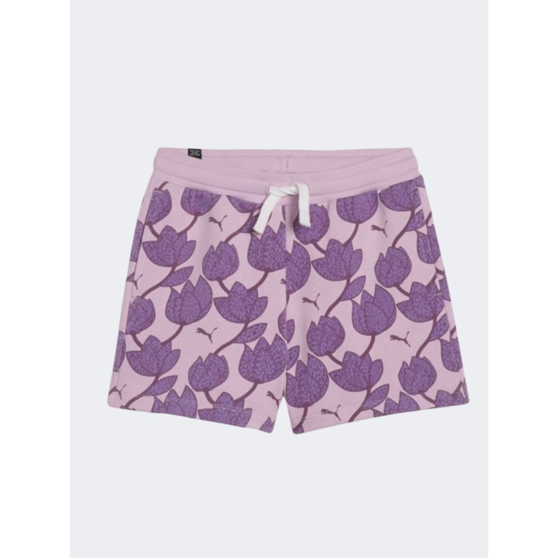 Puma Essentials Plus Blossom Aop Girls Lifestyle Pant Grape Mist