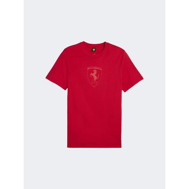 Puma Ferrari Race Big Shield Tonal Men Lifestyle T-Shirt Rosso Corsa