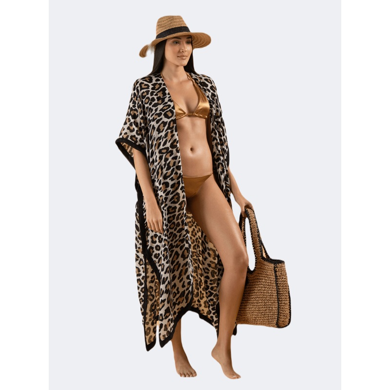 Amelie Kimono Women Beach Shirt Black