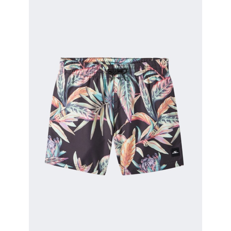 ONeill Cali Print 13 Inch Boys Beach Swim Short Black/Flower
