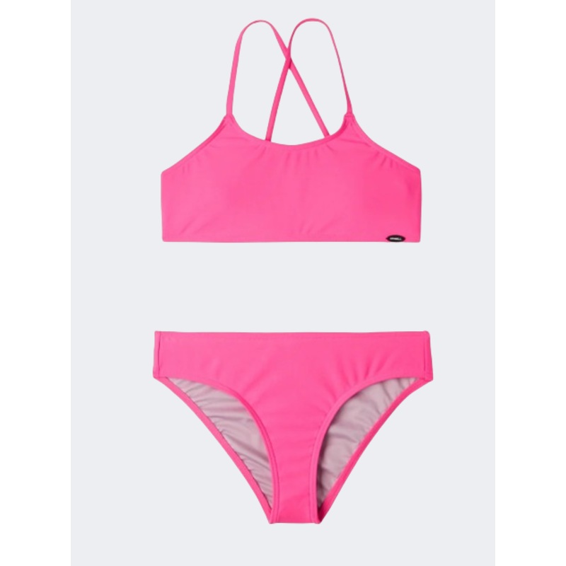 ONeill Essentials Girls Beach Bikini Set Rosa Shocking