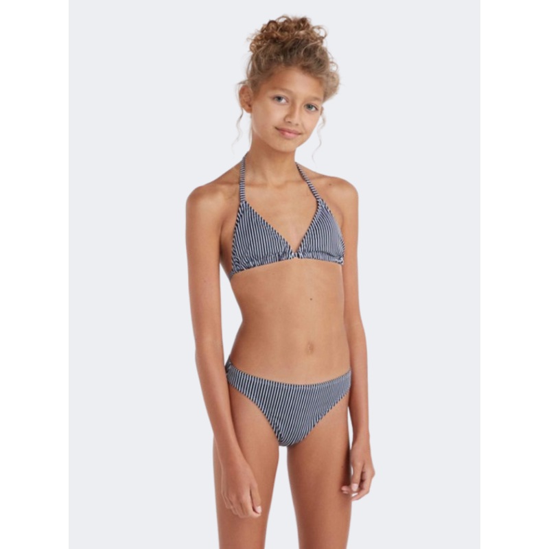 ONeill Essentials Triangle Girls Beach Bikini Set Black Simple Stripe