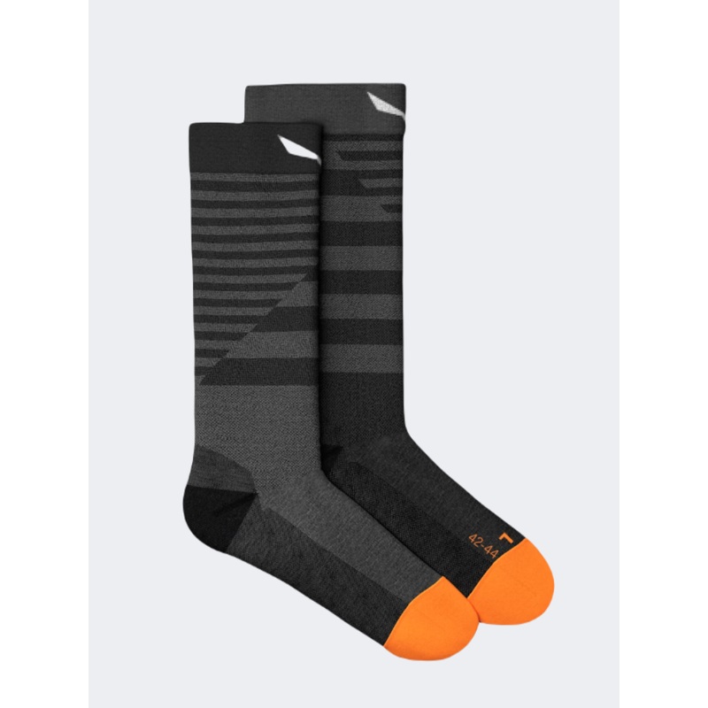 Salewa Fanes Hybrid Stripes Alpine Merino Men Hiking Sock Grey Melange/Orange