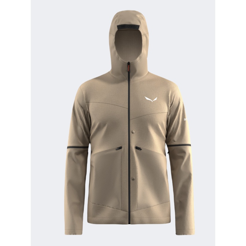 Salewa Puez Hemp Durastretch 2 In 1 Hybrid Men Hiking Jacket Beige Quicksand