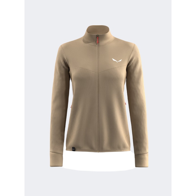 Salewa Puez Waffle Hybrid Women Hiking Jacket Beige Quicksand