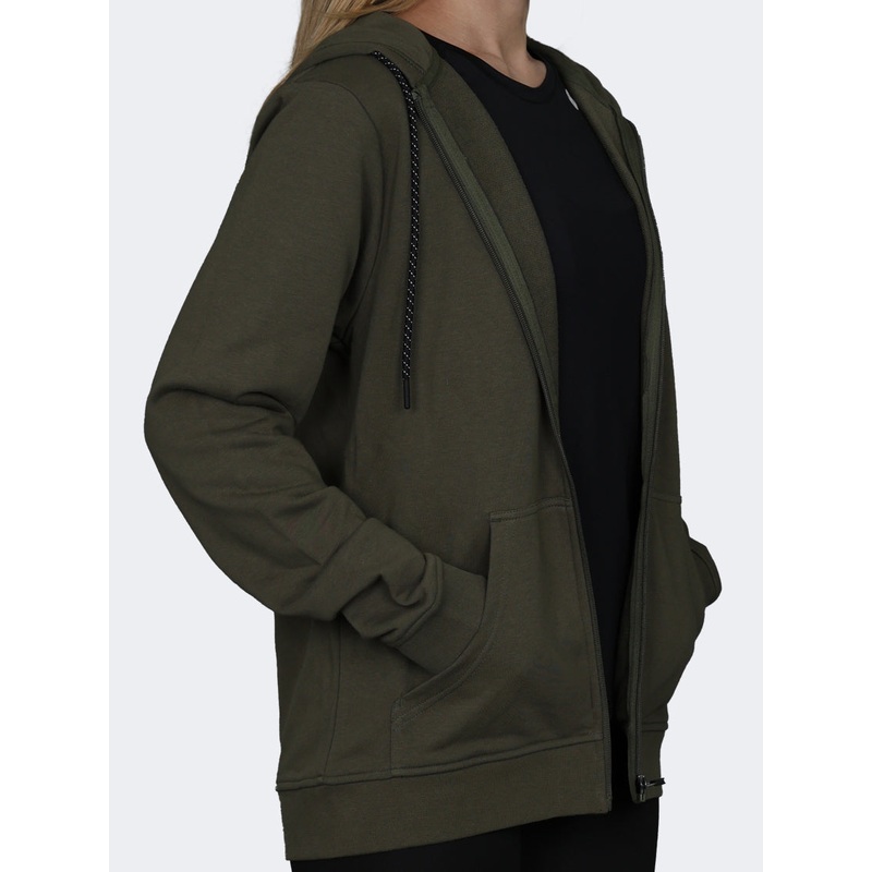 Oil And Gaz Full Zip Plain Men Lifestyle Hoody Olive