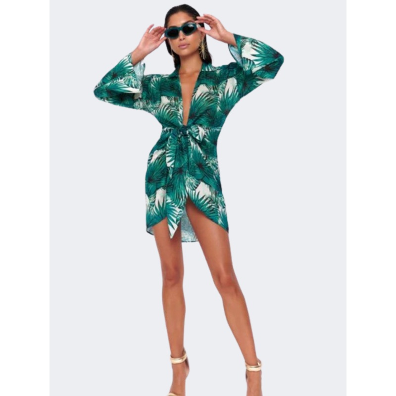 Blue Point Kimono Botanical D Tox Women Beach Dress Green