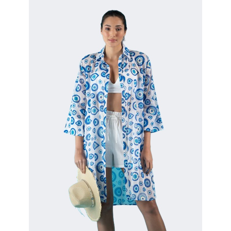 Amelie Fresh Women Beach Shirt White/Blue
