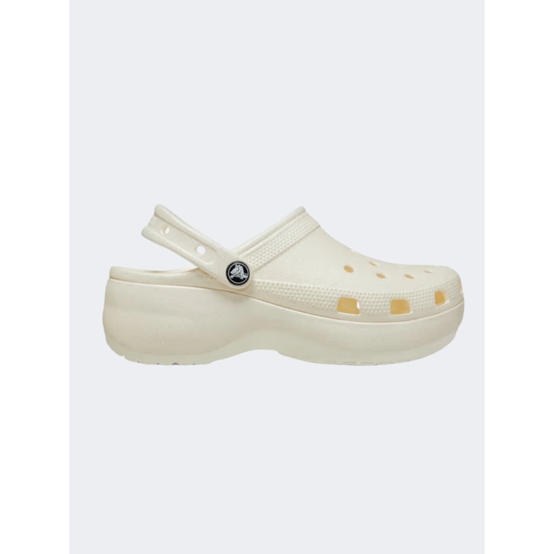 Crocs Classic Platform Glitter Women Lifestyle Slippers Chalk
