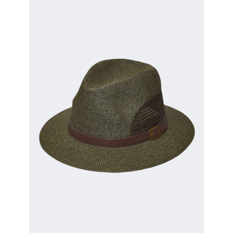 Stamion Peforated Men Beach Hat Dark Green