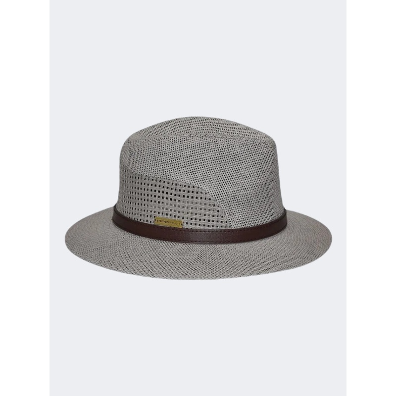 Stamion Peforated Men Beach Hat Light Grey