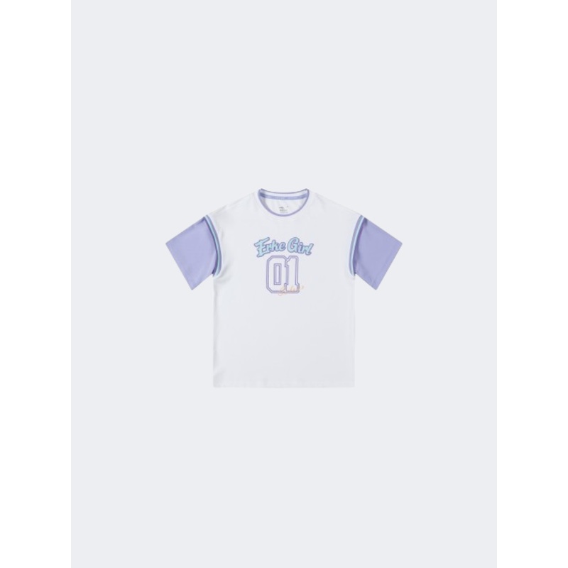 Erke Kids-Girls Training Neck T-Shirt White