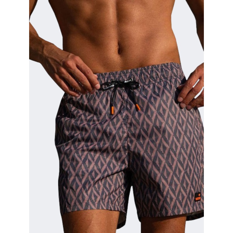 Blue Point Ethnic Fusion Men Beach Swim Short Grey Saumon