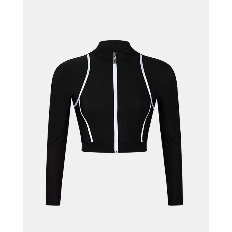 Oil And Gaz Short Cut Women Lifestyle Jacket Black/White