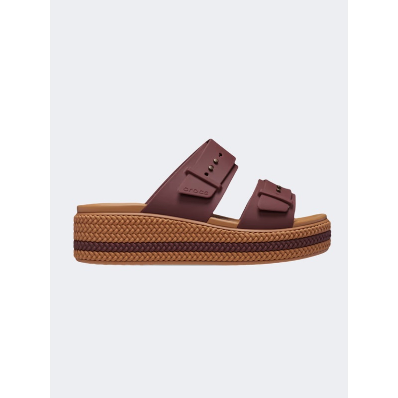 Crocs Brooklyn Woven Buckle Women Lifestyle Slippers Dark Clay