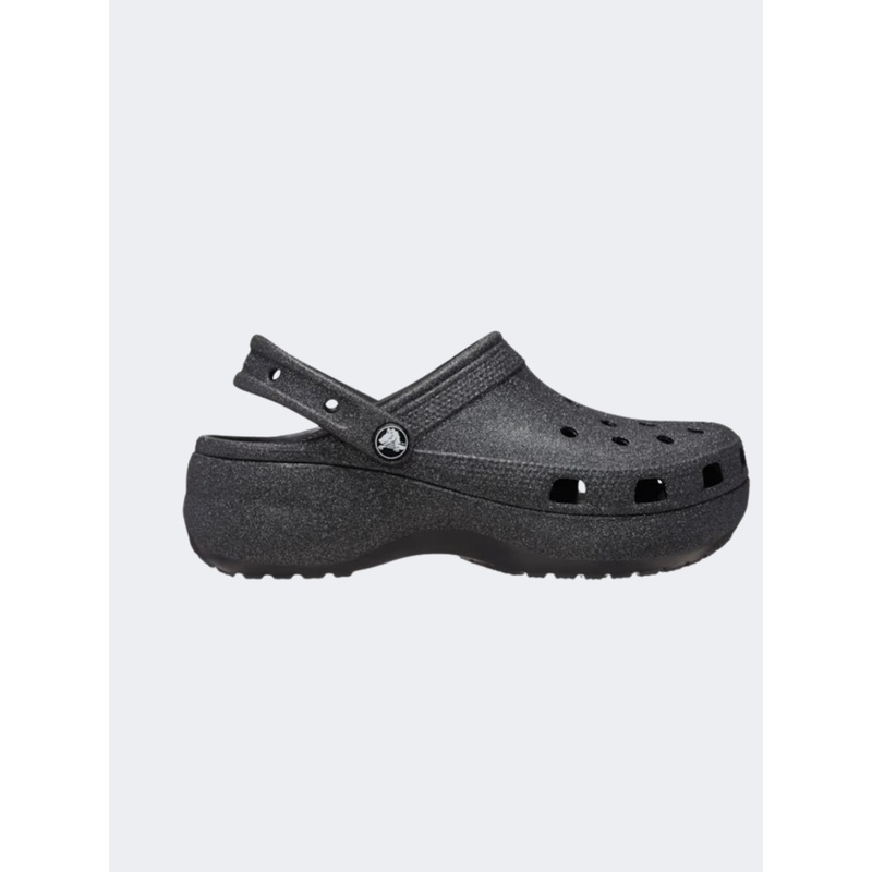 Crocs Classic Platform Clog Women Lifestyle Slippers Black Glitter