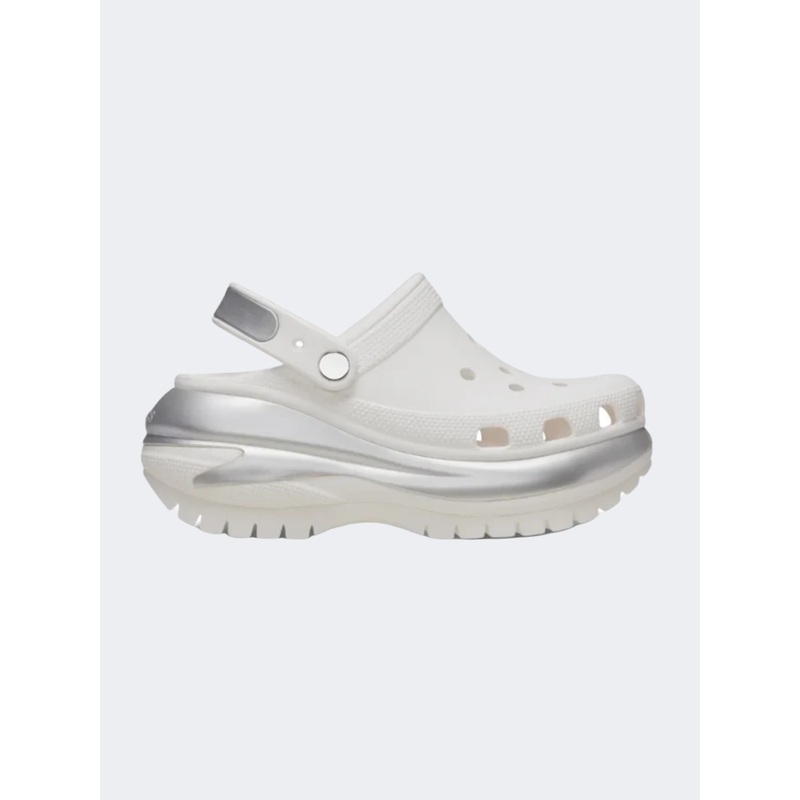 Crocs Mega Crush Metallic Clog Unisex Lifestyle Slippers White/Silver