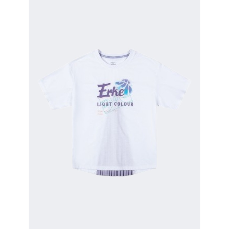 Erke Kids-Girls Training T-Shirt White/Purple